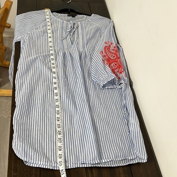 J Crew Striped Nautical Floral Embroidered 3/4
Sleeve Tunic Blouse Top Dress - Picture 10 of 11